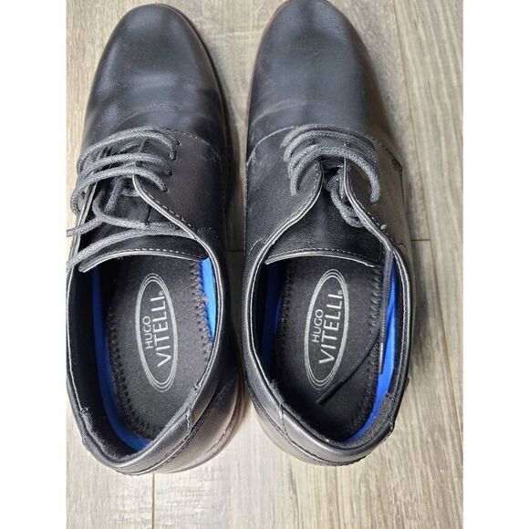 Hugo Vitellini mens Plain black dress shoes size 9 - Picture 5 of 7
